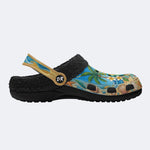 Tropical Sun Butterfly Print Fleece-Lined Clogs