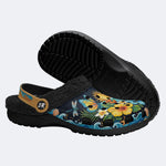 Tropical Floral Hibiscus Print Fleece-Lined Clogs