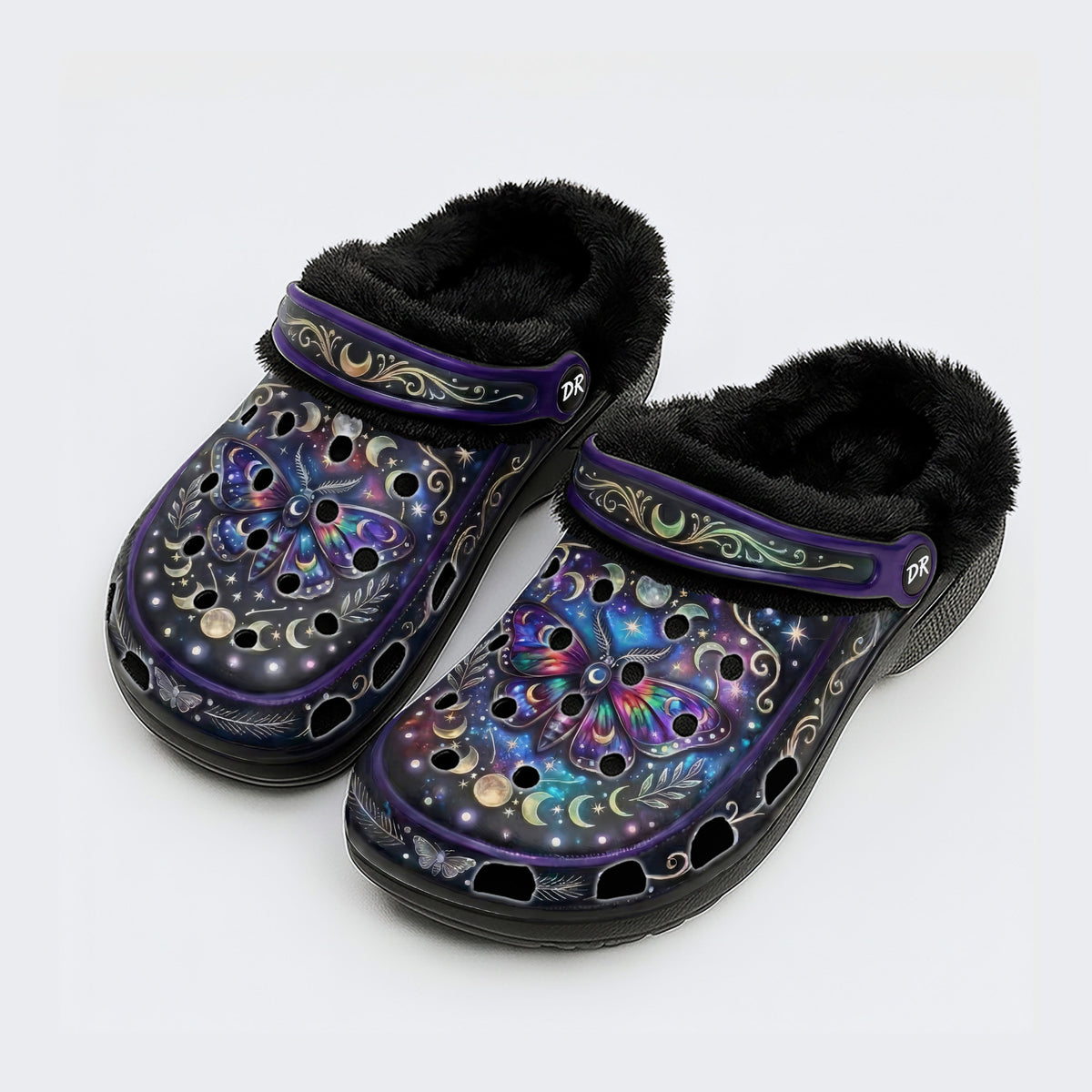 Jewel Moth Vintage Wreath Print Clogs