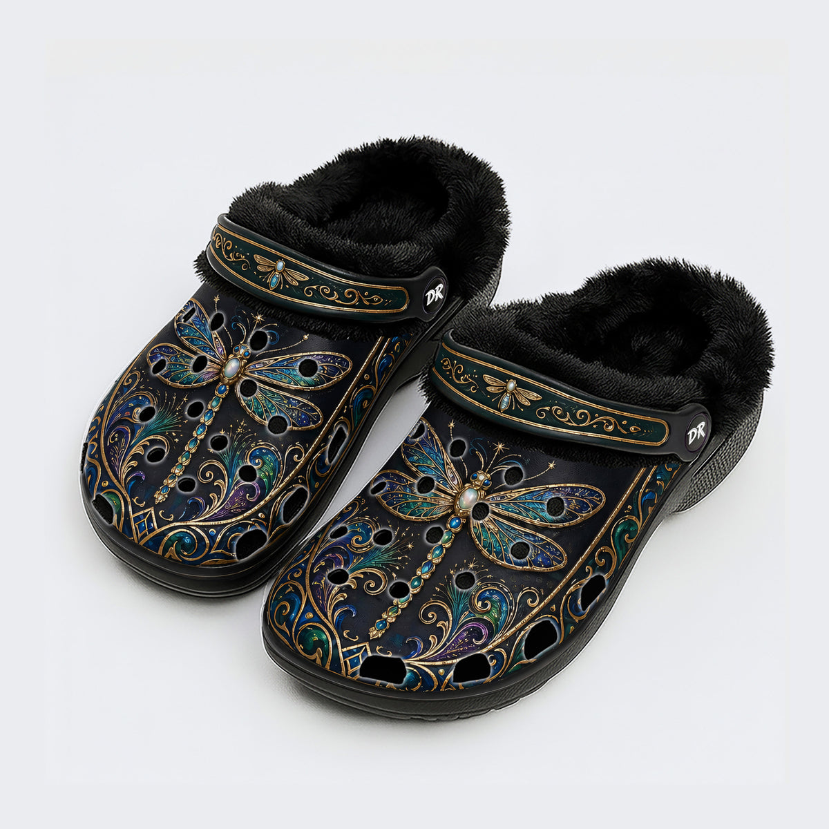Vintage Dragonfly Print Clogs