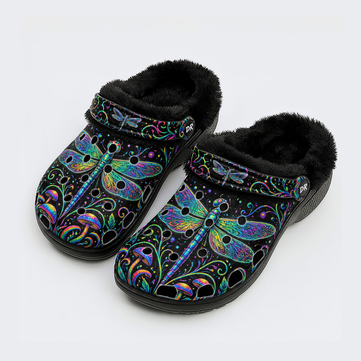 Psychedelic dragonfly Print Clogs