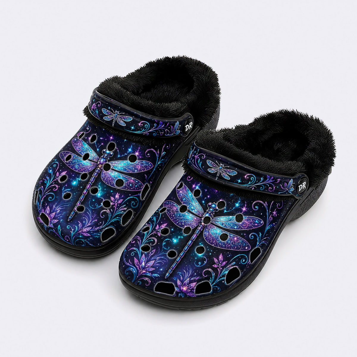 Dreamlike dragonfly Print Fleece-Lined Clogs