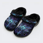 Glowing dragonfly Print Fleece-Lined Clogs