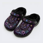 Mystic Black Cat Tropical Hibiscus Print Clogs
