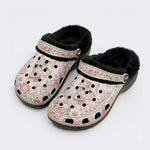 Pastel Kitten Floral Print Fleece-Lined Clogs