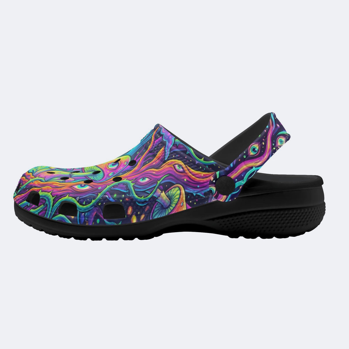 Psychedelic Forest Glowing Mushroom Print Fleece-Lined Clogs