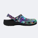 Psychedelic Forest Glowing Mushroom Print Fleece-Lined Clogs
