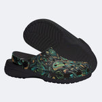 Forest Mystery Moth Print Fleece-Lined Clogs
