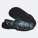 Neon Blue Green Psychedelic Moth Clogs