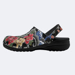 Irezumi Peonies and Cranes Print Fleece-Lined Clogs