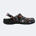 Irezumi Peonies and Cranes Print Fleece-Lined Clogs