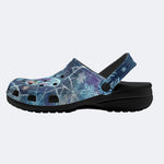 Ice Crystal Light Moth Print Fleece-Lined Clogs