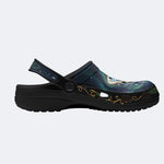 Ice Crystal Light Moth Print Clogs