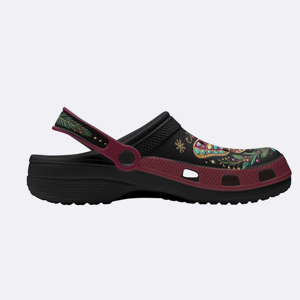 Jewel Moth Vintage Floral Wreath Print Clogs