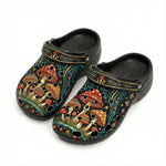 Psychedelic Retro Mushroom Forest Print Fleece-Lined Clogs