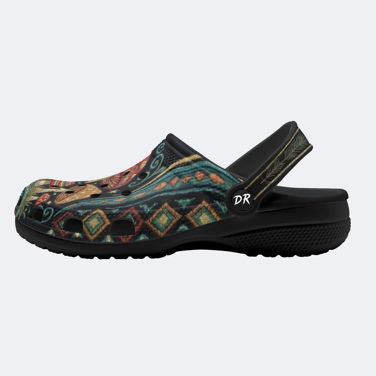 Psychedelic Retro Mushroom Forest Print Fleece-Lined Clogs