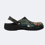 Psychedelic Retro Mushroom Forest Print Fleece-Lined Clogs