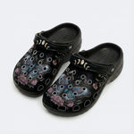 Floral Moth Print Fleece-Lined Clogs
