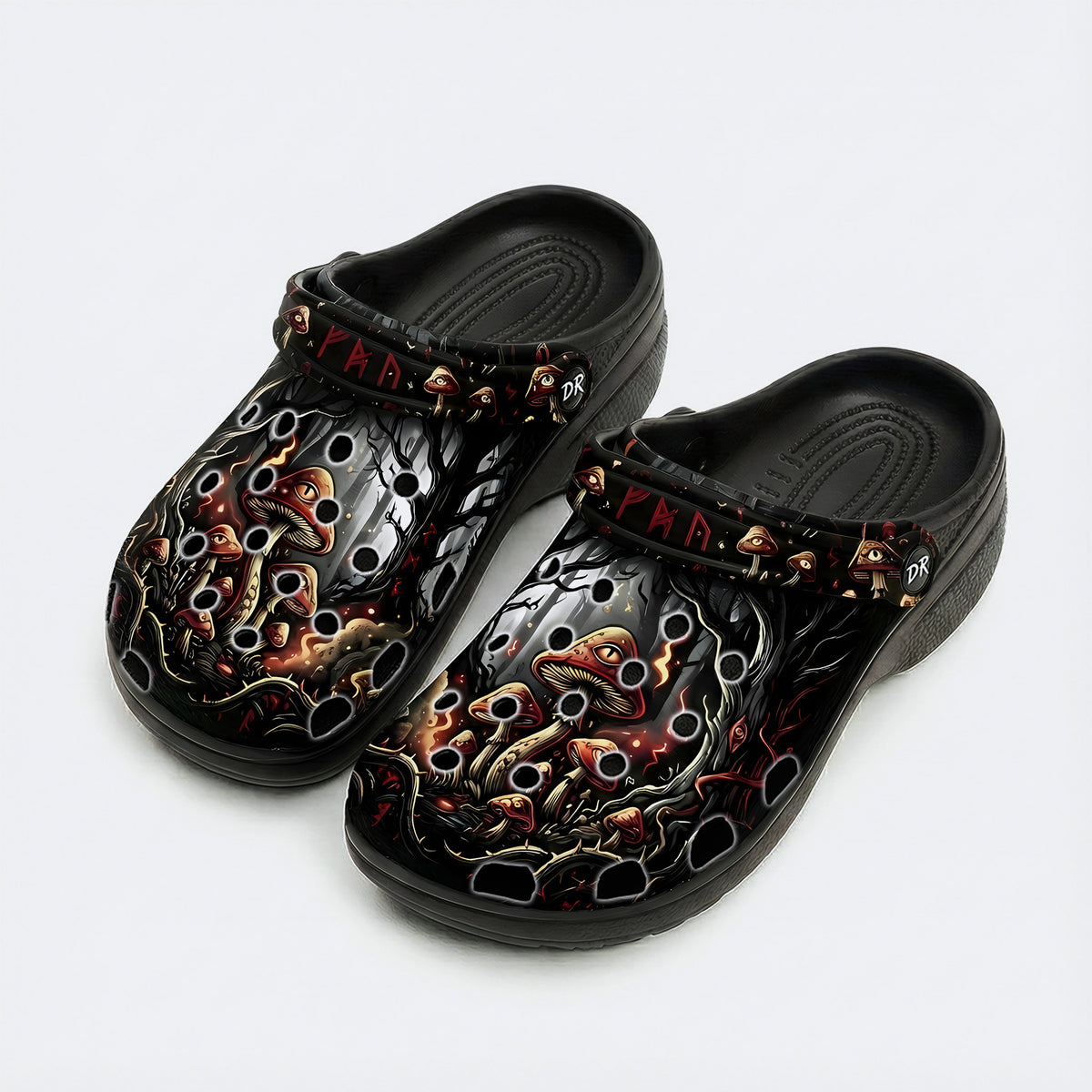 Psychedelic Mushroom Forest Print Clogs
