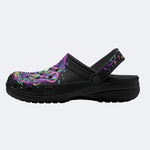 Neon Psychedelic Death Moth Print Clogs