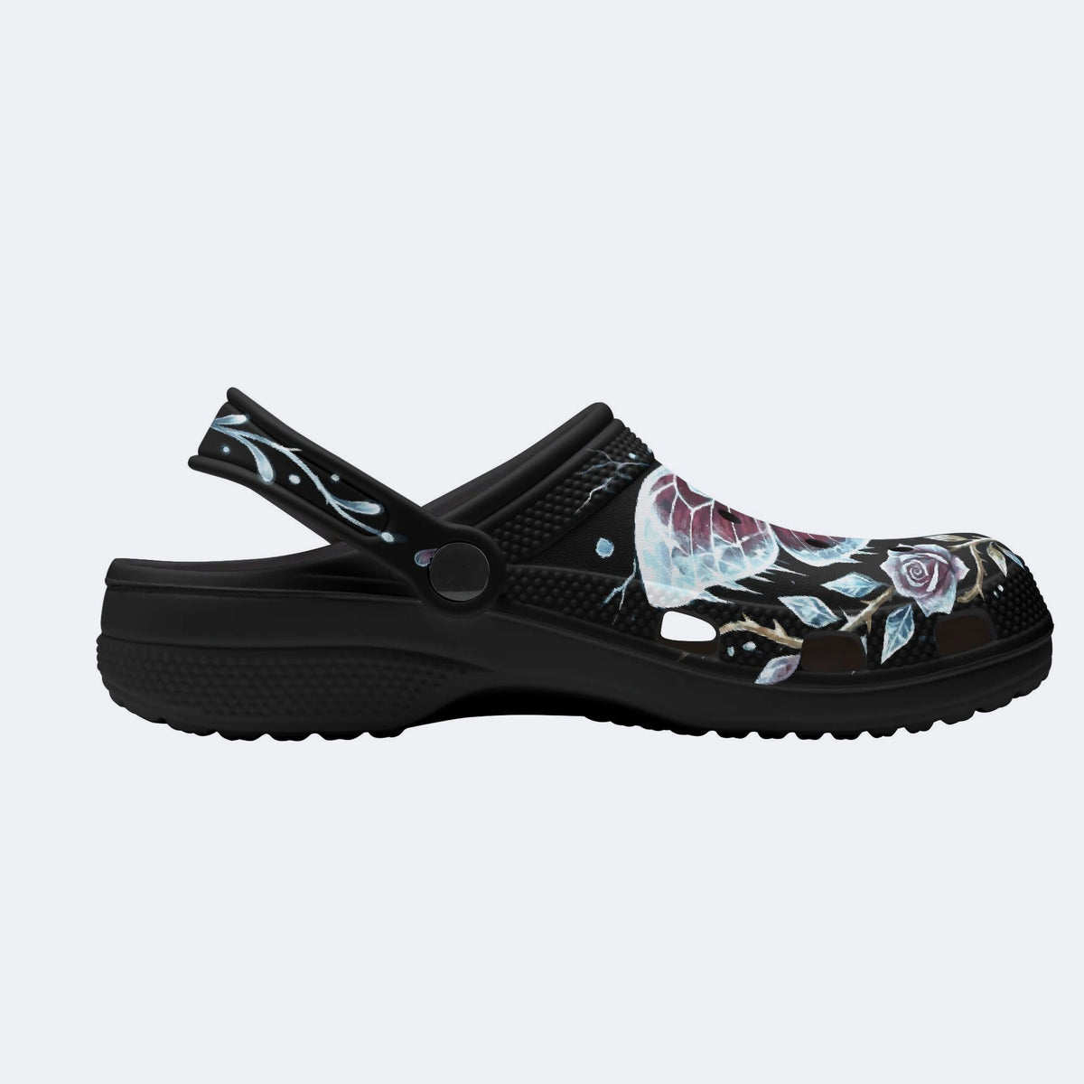 Ice Crystal Garland Death Moth Print Clogs