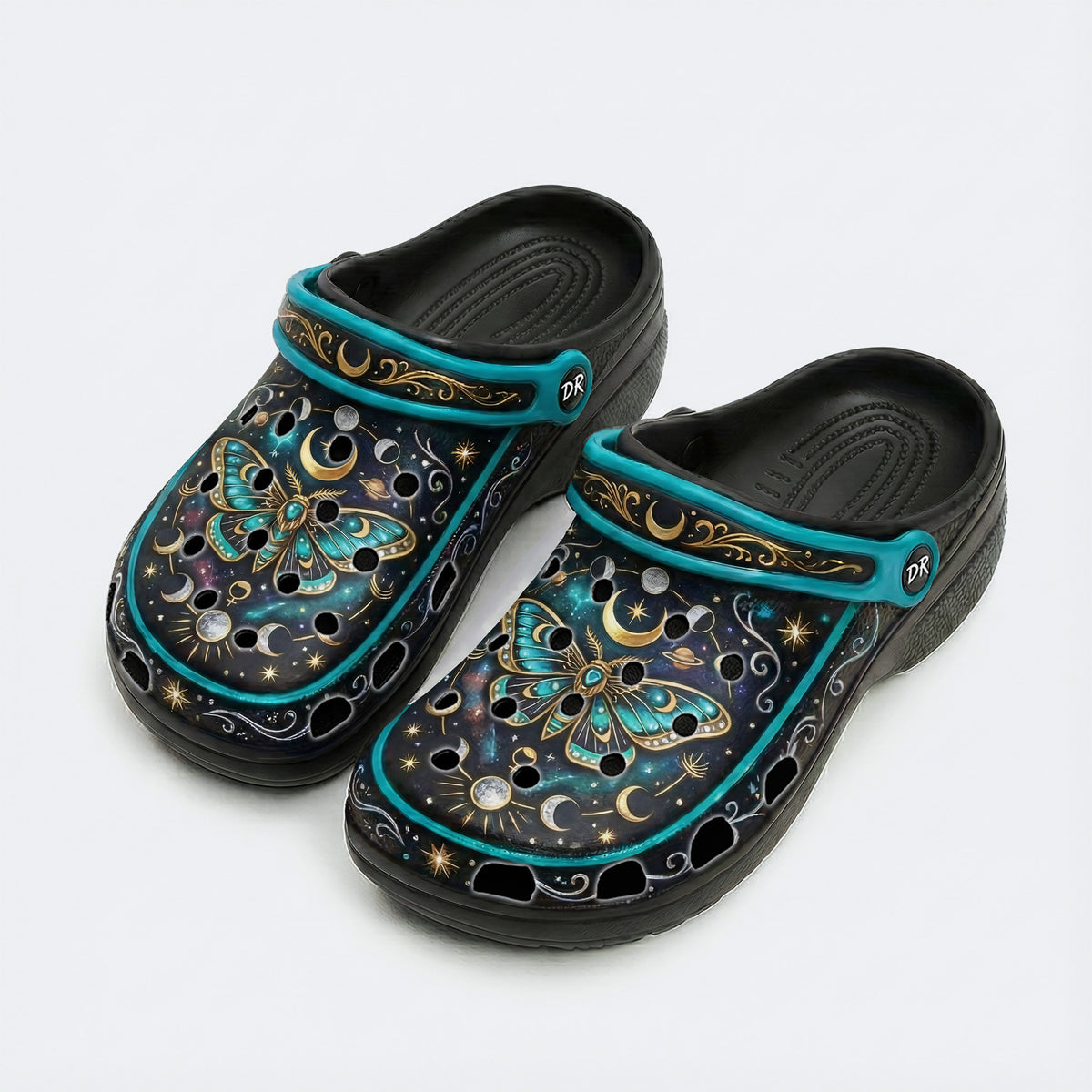 Starry Dream Jewel Moth Print Clogs