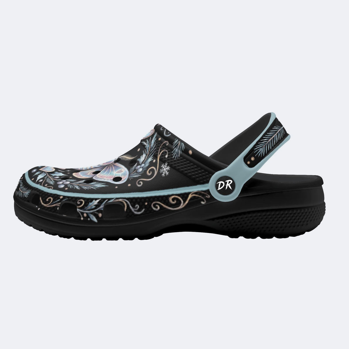 Ice Crystal Wreath Moth Print Clogs