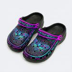 Psychedelic Death Moth Print Fleece-Lined Clogs