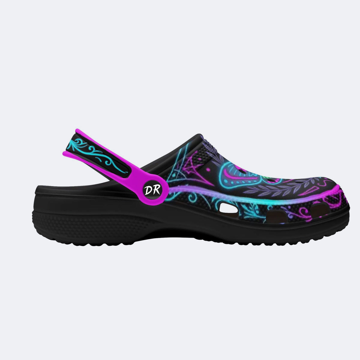 Psychedelic Death Moth Print Fleece-Lined Clogs