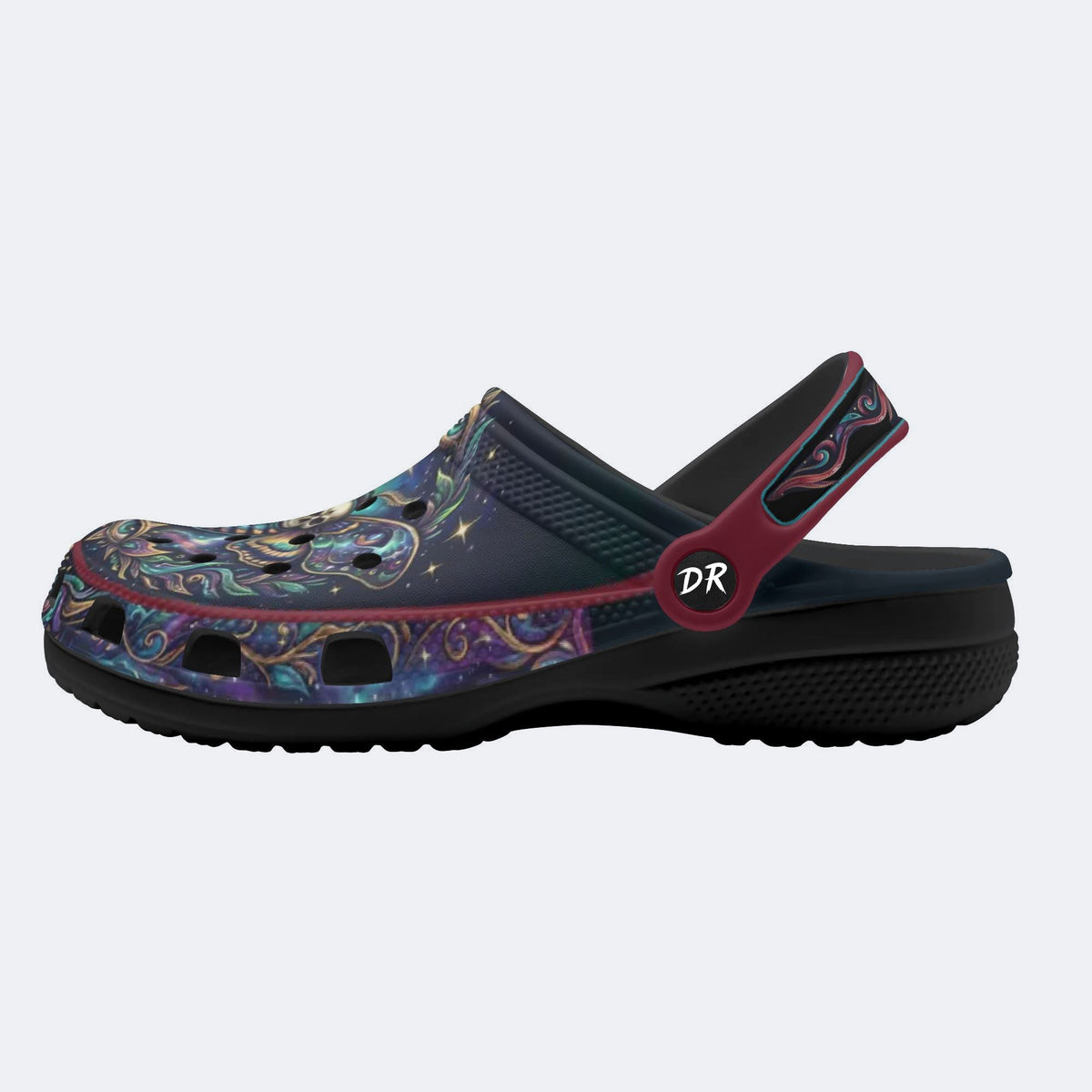 Cosmic Psychedelic Death Moth Print Clogs
