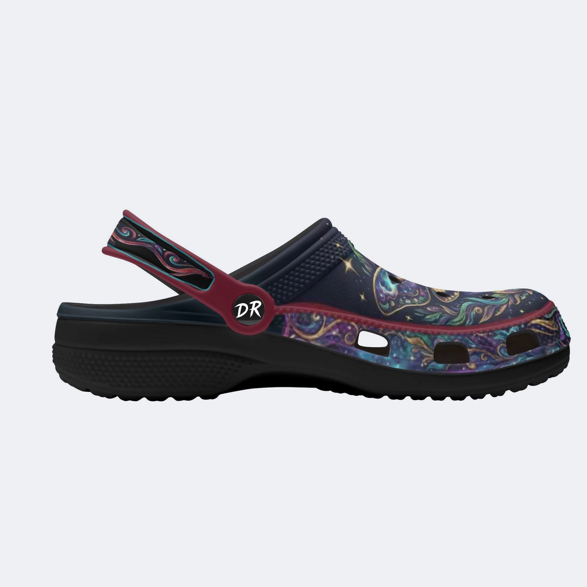 Cosmic Psychedelic Death Moth Print Clogs