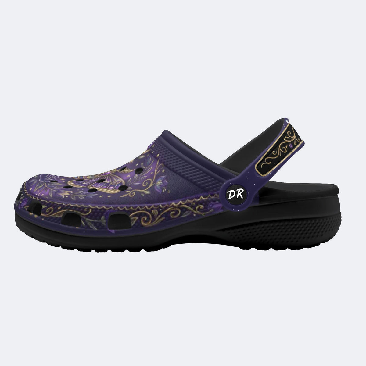 Cosmic Psychedelic Jewel Moth Print Clogs