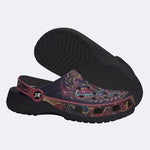 Dark Romantic Psychedelic Moth Print Fleece-Lined Clogs