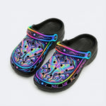 Cosmic Psychedelic Moth Print Clogs