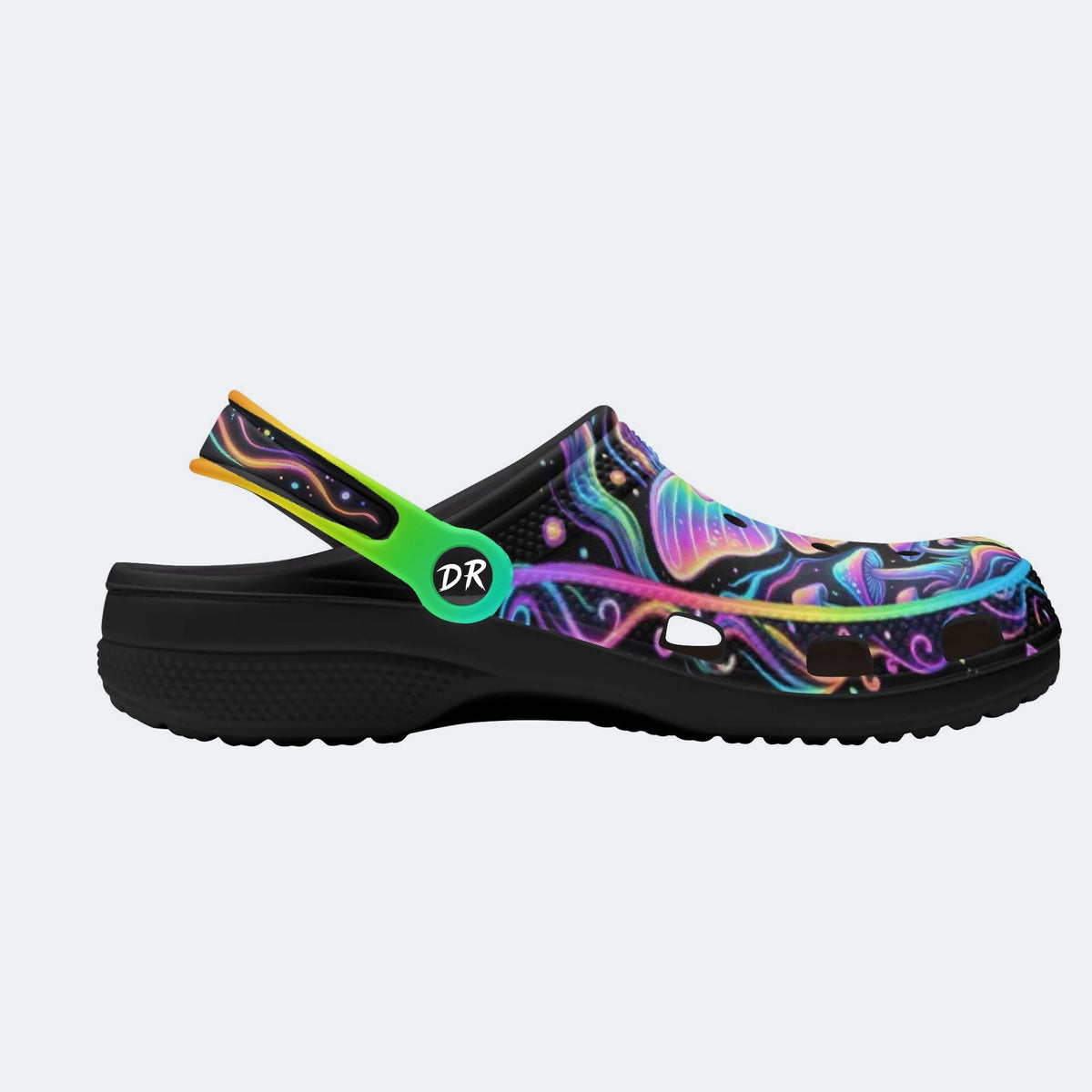 Cosmic Psychedelic Moth Print Clogs