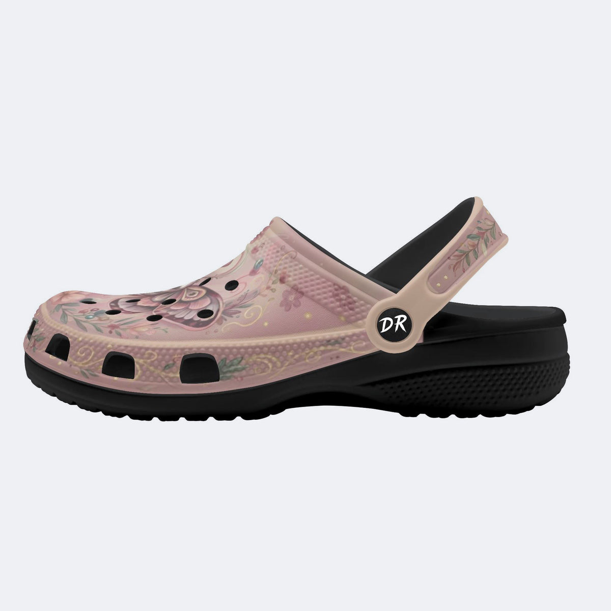 Dreamy Psychedelic Moth Print Fleece-Lined Clogs