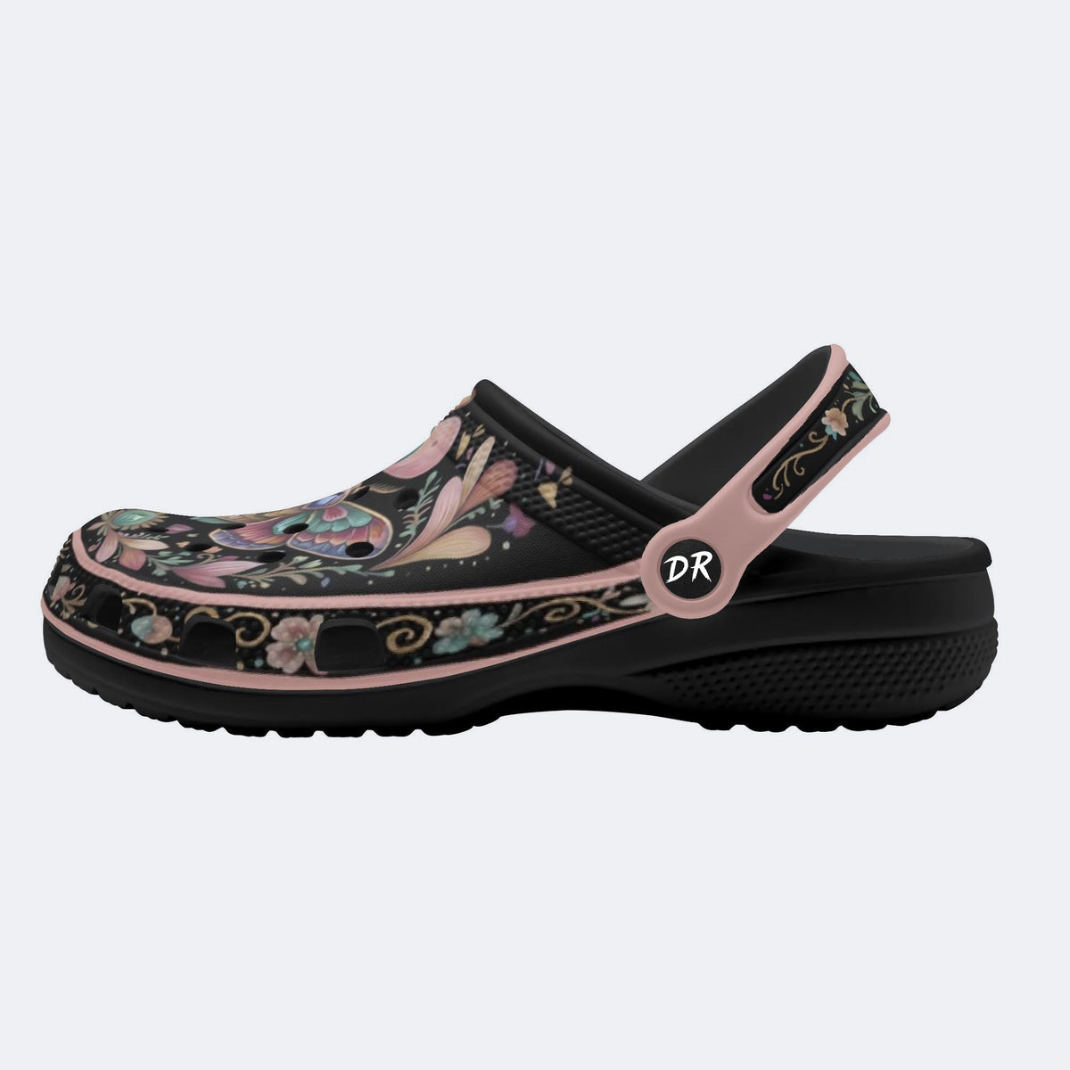 Dreamy Psychedelic Romantic Moth Print Fleece-Lined Clogs