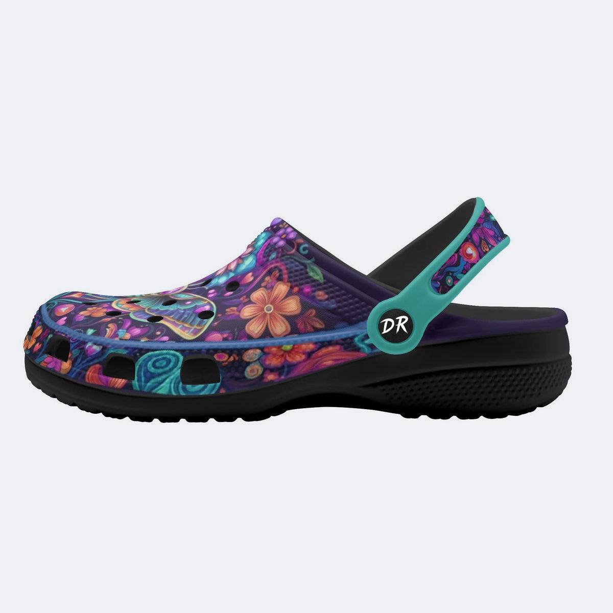 Cosmic Psychedelic Moth Wreath Print Clogs