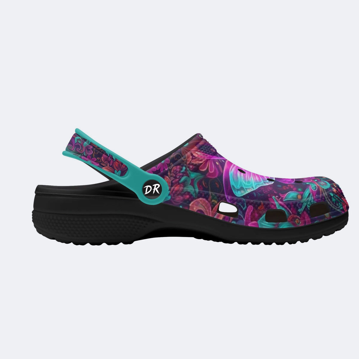 Cosmic Psychedelic Moth Wreath Print Clogs