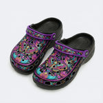 Iridescent Jewel Moth Print Fleece-Lined Clogs