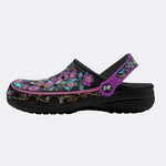 Iridescent Jewel Moth Print Fleece-Lined Clogs