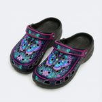 Psychedelic Moth Wreath Print Fleece-Lined Clogs
