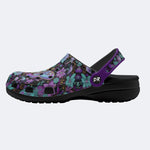 Celestial Iridescent Moth Wreath Print Fleece-Lined Clogs