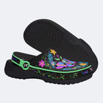 Fluorescent Moth Wreath Print Fleece-Lined Clogs