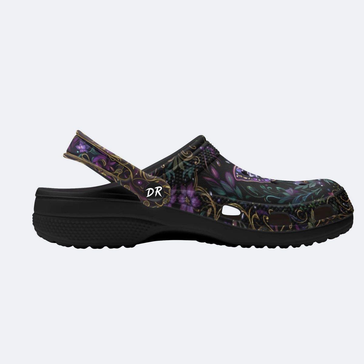 Dark Psychedelic Butterfly Wreath Print Fleece-Lined Clogs