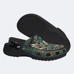 Jewel Eagle Vintage Wreath Print Fleece-Lined Clogs