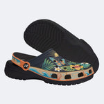 Tropical Butterfly Hibiscus Print Fleece-Lined Clogs