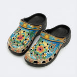 Tropical Sun Butterfly Print Fleece-Lined Clogs