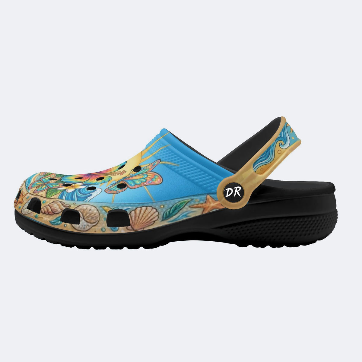 Tropical Sun Butterfly Print Fleece-Lined Clogs