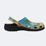 Tropical Sun Butterfly Print Fleece-Lined Clogs